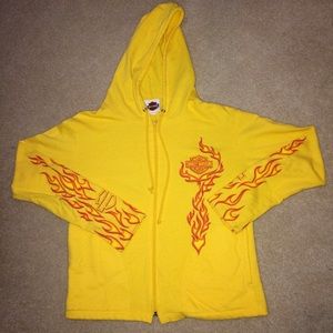 women’s yellow HD zip hoodie by Harley Davidson.